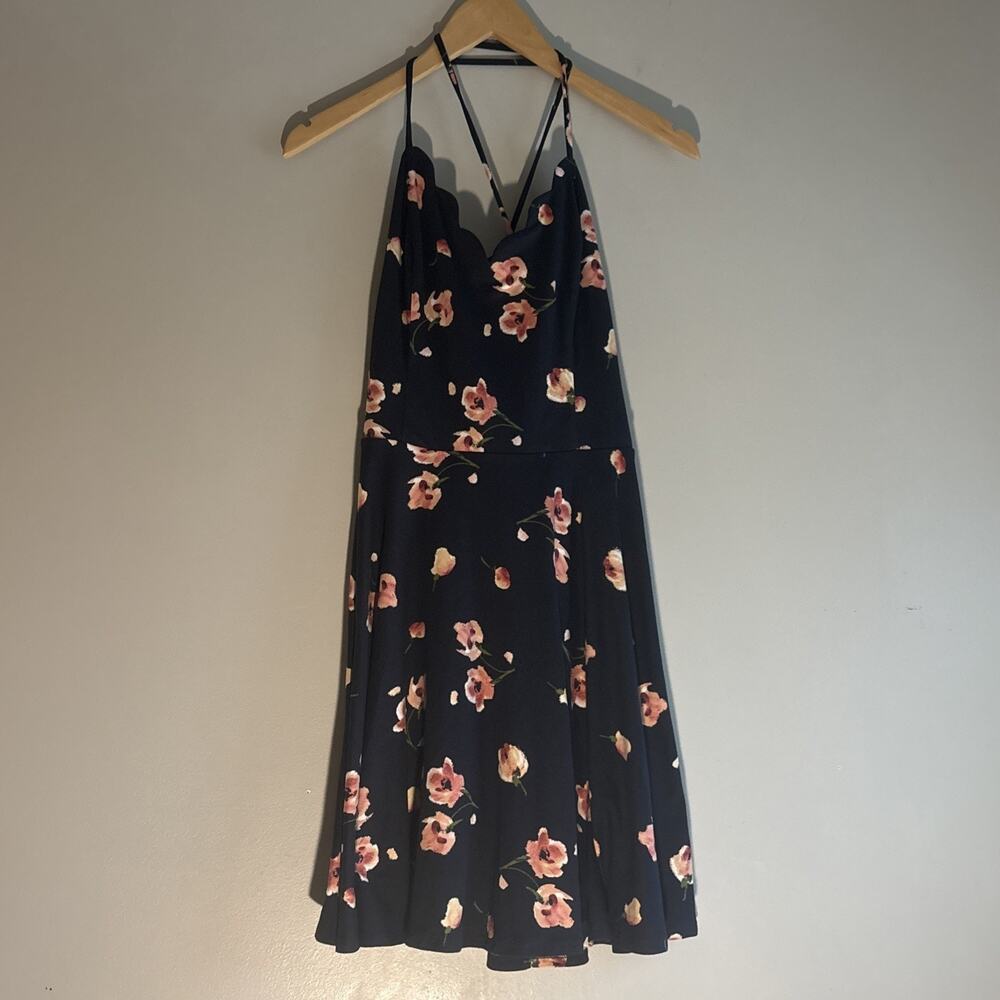 NWT The General Good Women’s Floral, Navy Sundress Scalloped Size Large